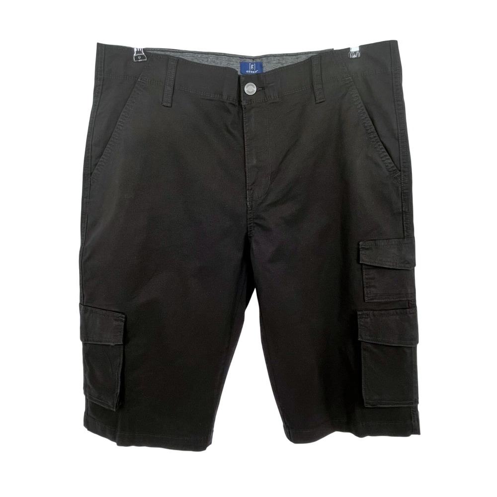 George Messenger Cargo Shorts Mens 38 Black Soot Below The Knee Stretch 14" NEW